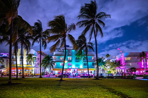 Miami Ocean Drive neon signs Art Deco South Beach