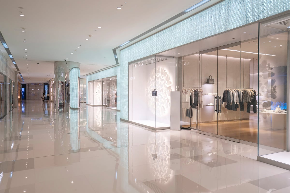 Interior space of department store