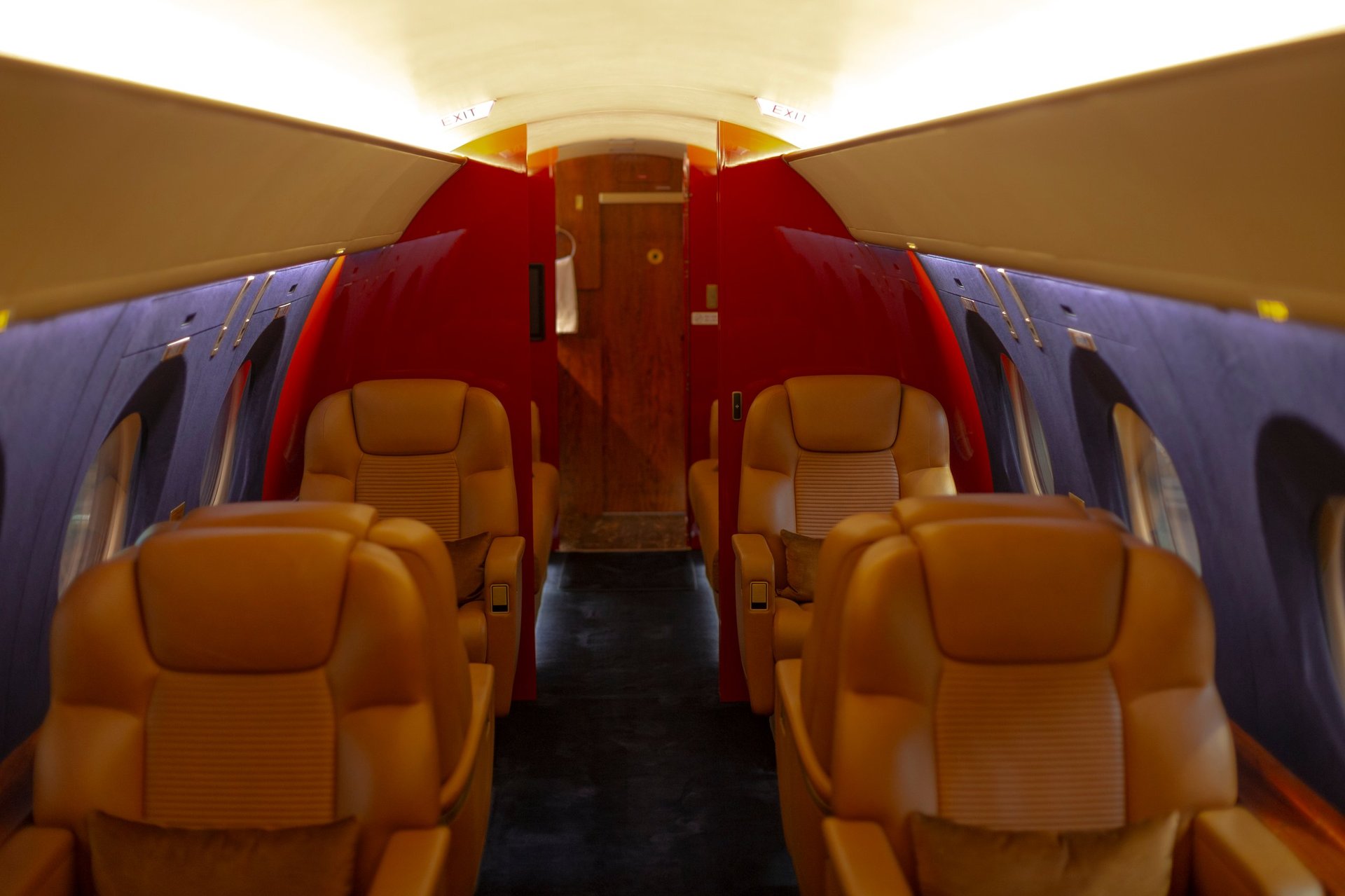 Luxurious aircraft interior with comfortable seating