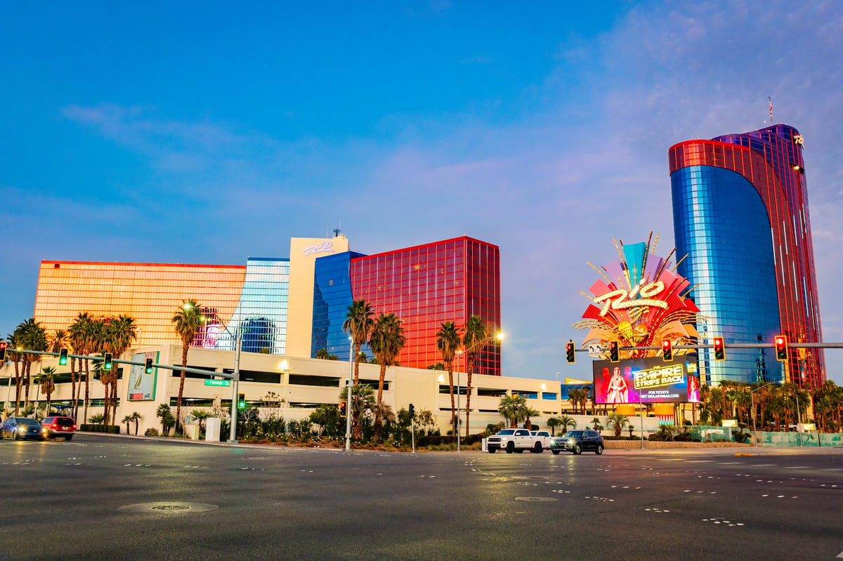 Luxury casino resort at dusk Las Vegas