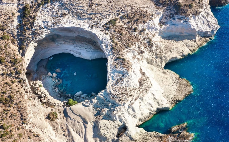 Dramatic sea cave island Greece