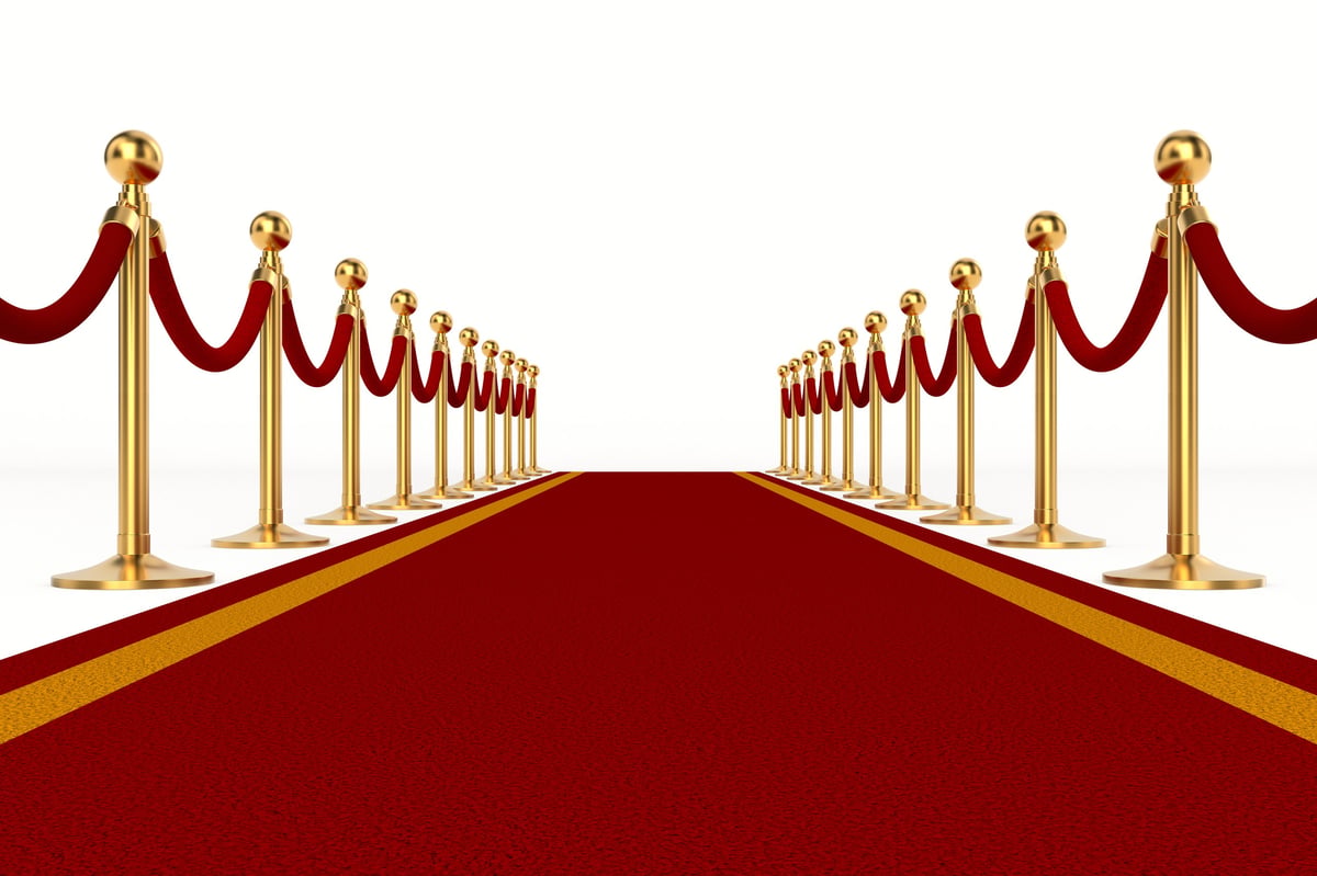 Red carpet and rope barrier exclusive premium ticket