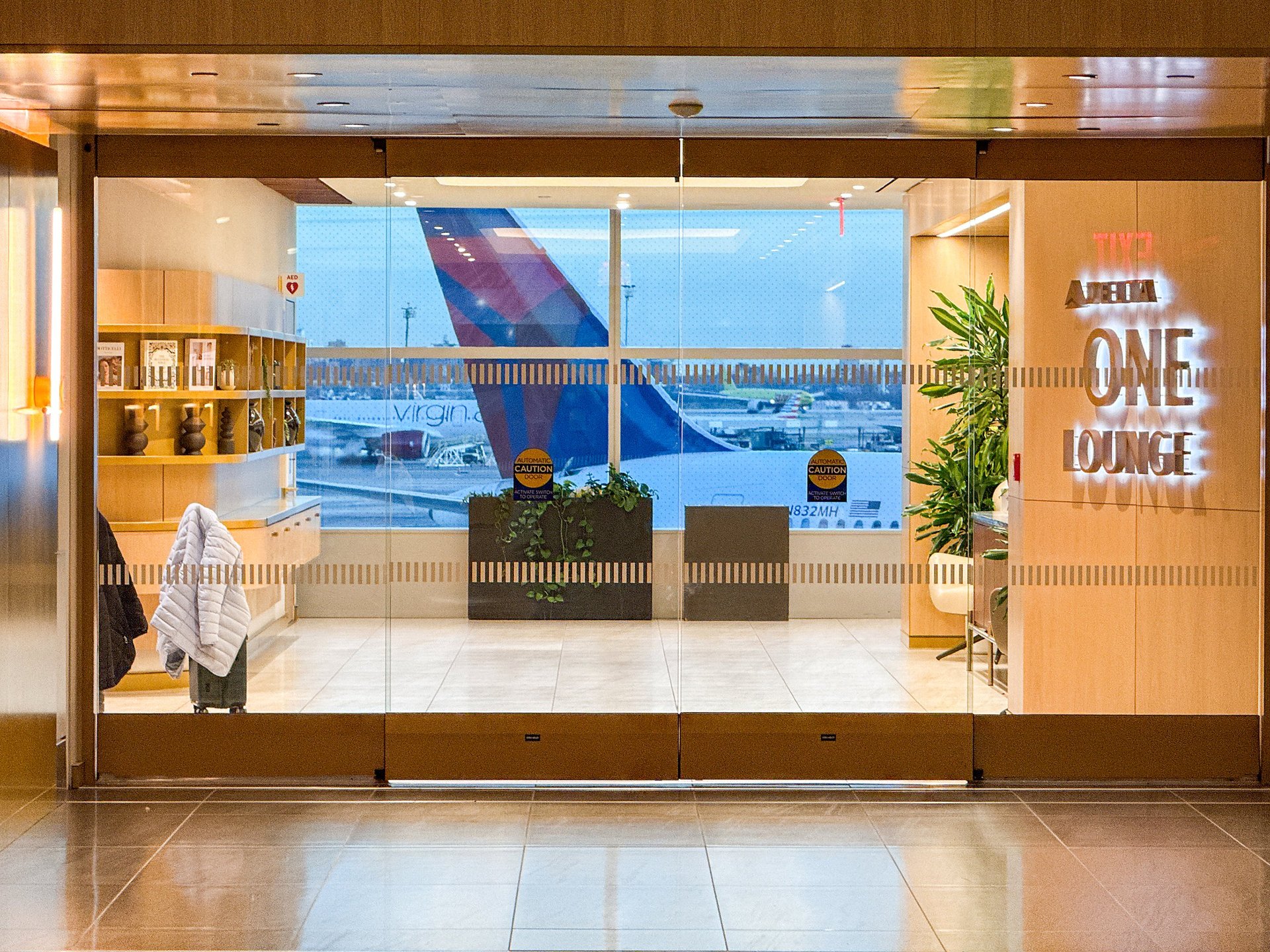 Entrance to the Delta One Lounge at JFK airport