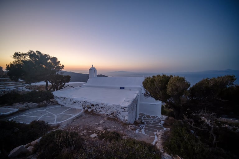 Caesar Augustus Capri Ios chapel sunset sea