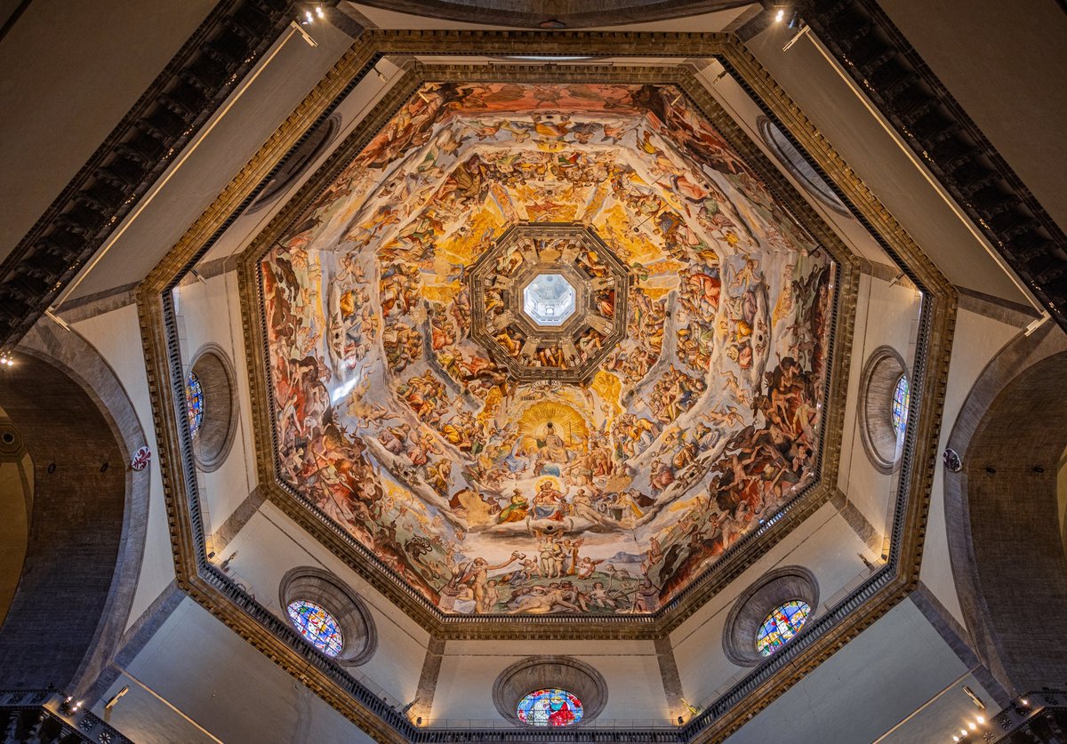 Majestic frescoed dome interior with intricate religious artwork