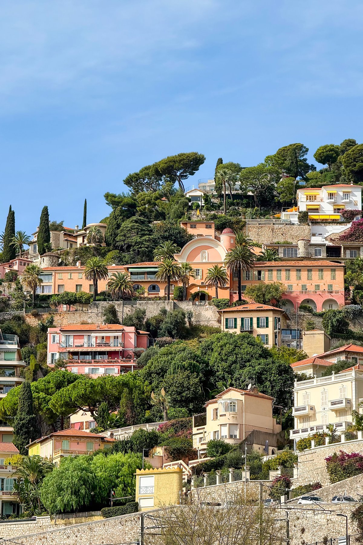Luxury hillside villas and colorful Mediterranean architecture on the French Riviera