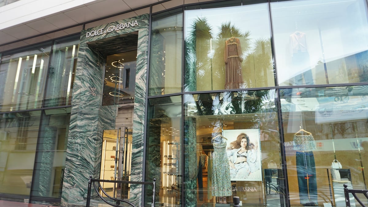 Logo of luxury Italian fashion house store front
