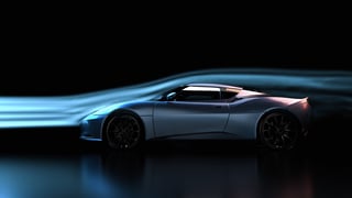 Sports car in a wind tunnel