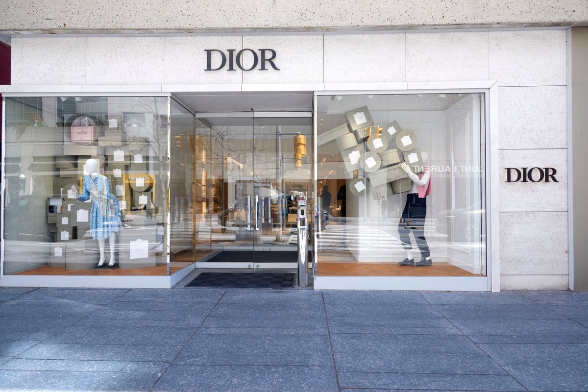 The exterior of Dior French clothing store Toronto