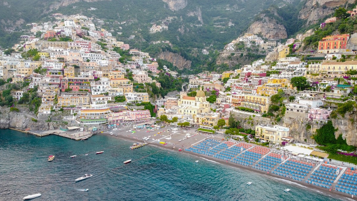Positano's cliffside village on the Amalfi Coast embraced by the azure Mediterranean Sea