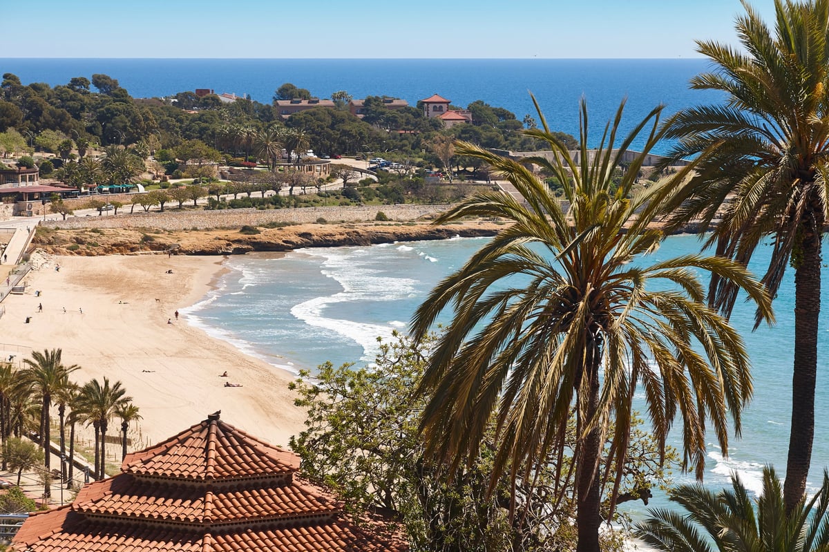Tarragona city coastline, El Miracle sand beach, Catalonia, Spain