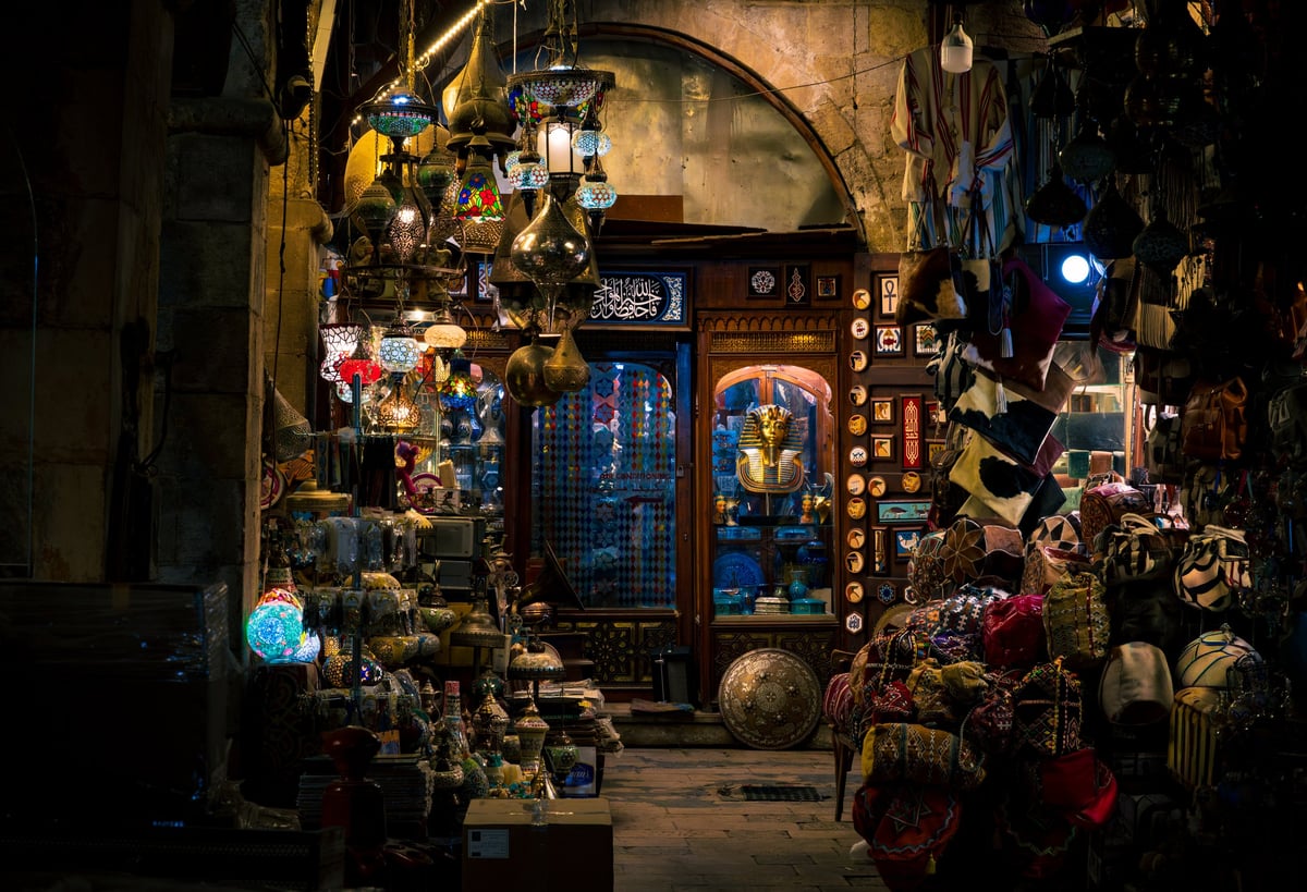Istanbul Grand Bazaar with lanterns and artisan crafts