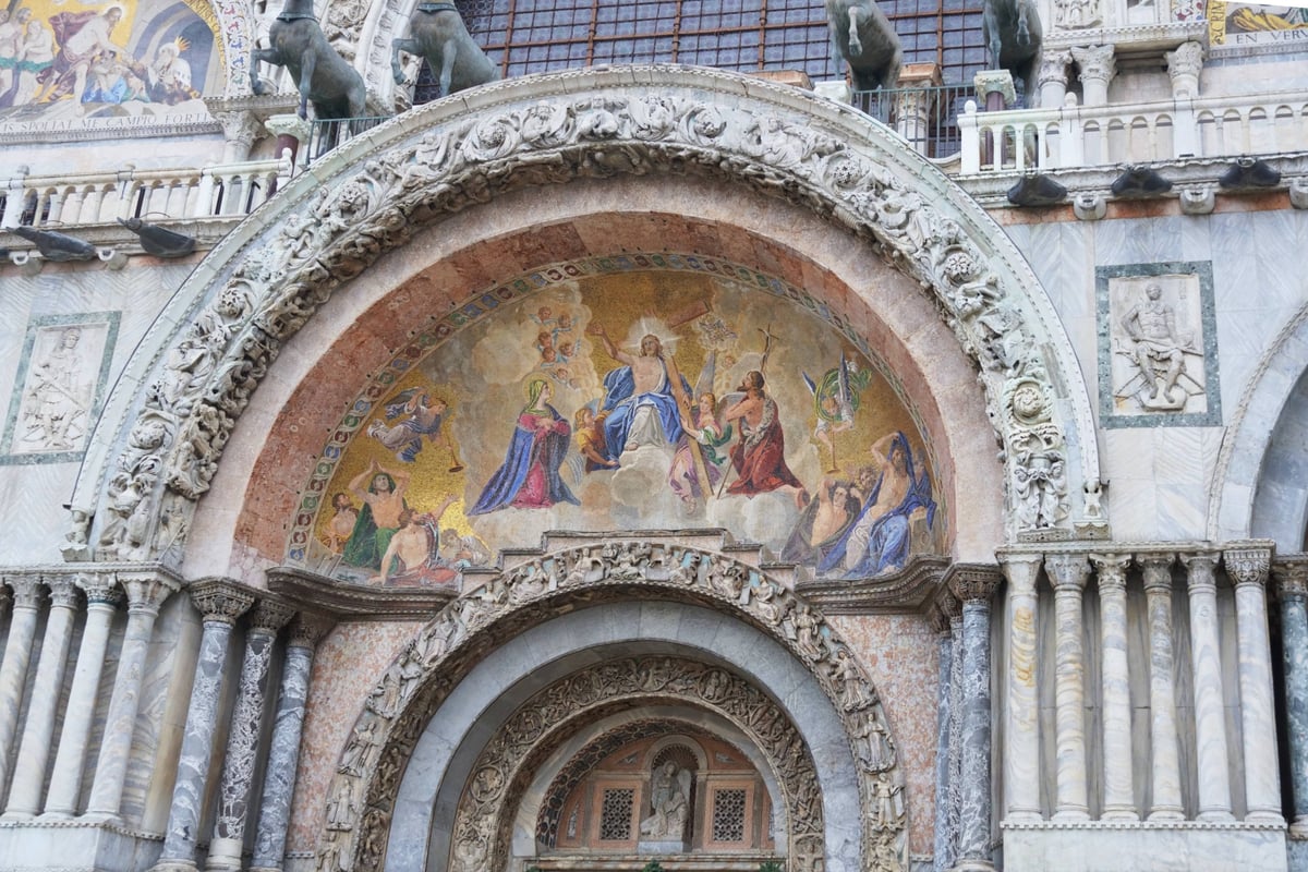 Close-up of historic religious mosaic art