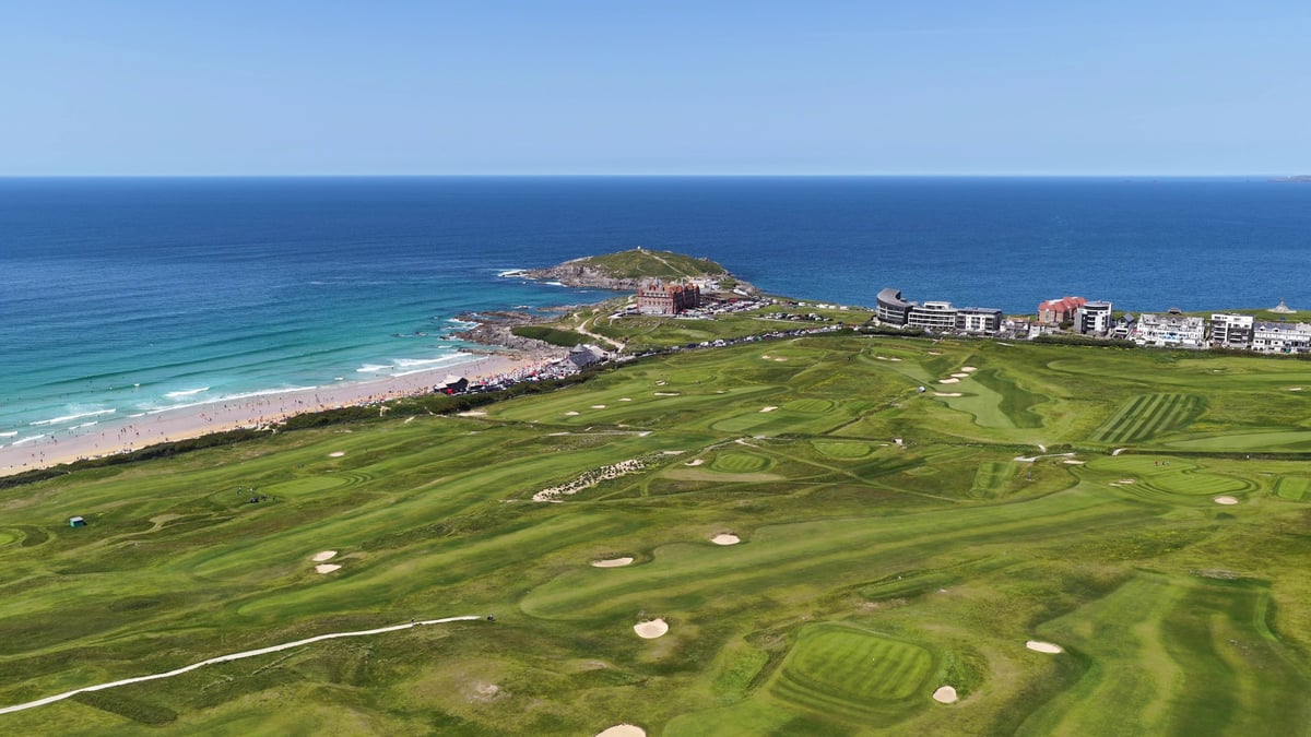 Coastal golf course with dramatic ocean views and cliffside greens