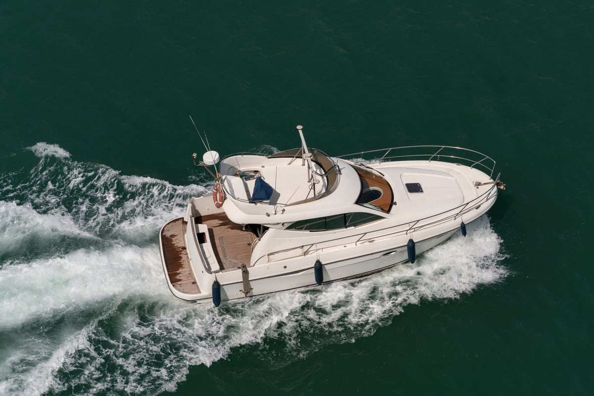 Motor yacht cruising sea