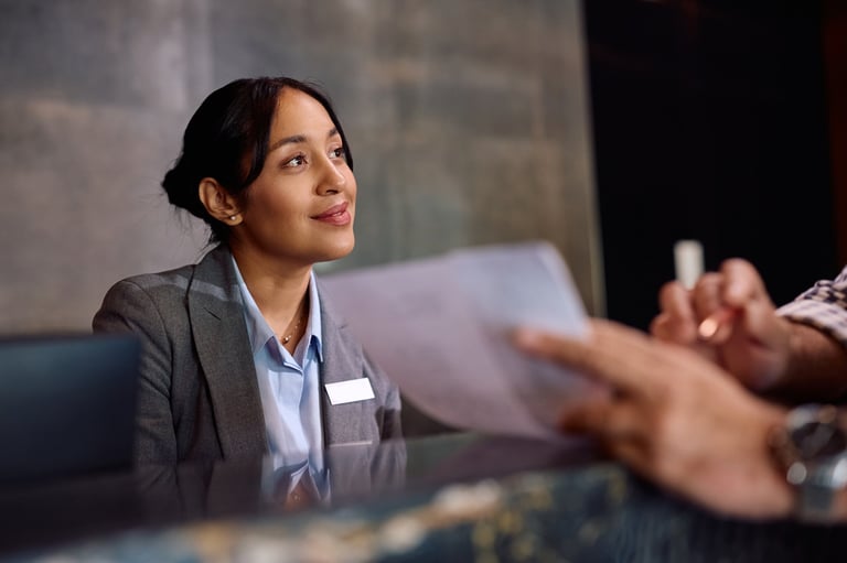 Luxury hotel manager welcoming VIP guest