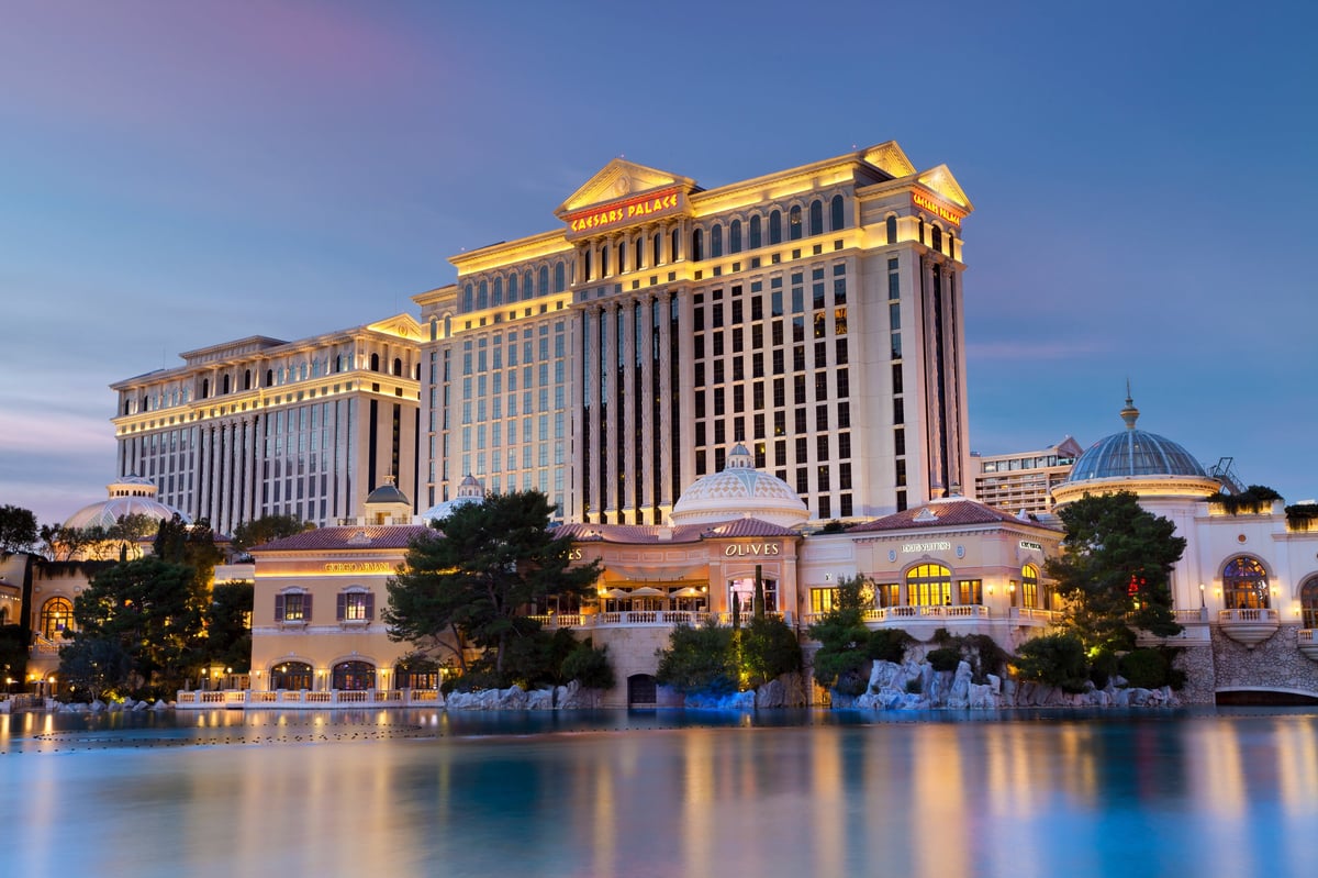Luxurious hotel at twilight on the Las Vegas Strip