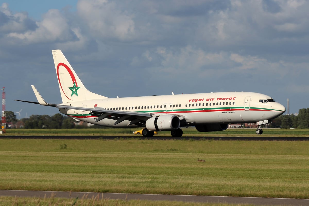 Amsterdam, Netherlands - July 1, 2012: Royal Air Maroc Boeing B737-800 lands at AMS Airport in Netherlands on July.