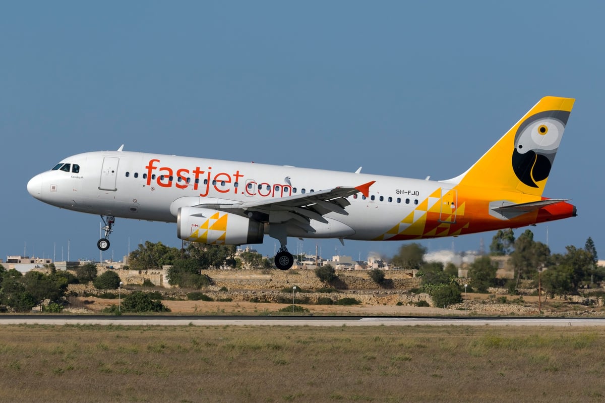 Luqa, Malta - July 16, 2016: Fastjet Airbus A319-132