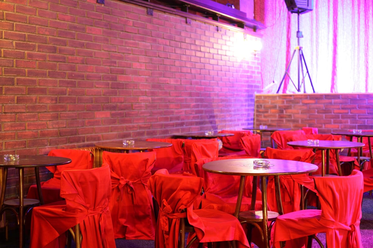colorful interior of bright and beautiful night club
