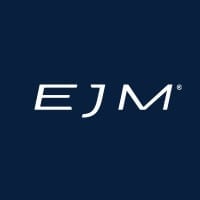 EJM logo in white text on dark blue background