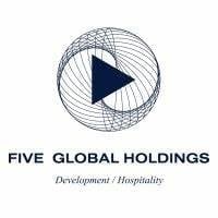 Five Global Holdings logo with wireframe globe and blue play button symbol