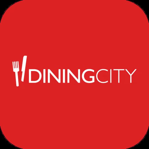 DiningCity logo with fork and knife icon on red background