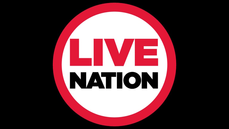 Live Nation logo featuring red circle with white center containing red LIVE and black NATION text