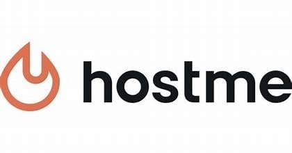 Hostme logo with orange flame icon and black text