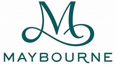 Maybourne logo with stylized teal M monogram above the word Maybourne in capital letters