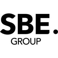 SBE Group logo with black text and dot on white background