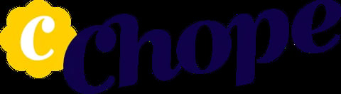 Chope logo with yellow flower icon and dark blue text