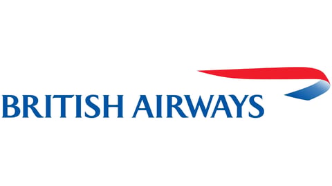 British Airways logo with blue text and red and blue swoosh design