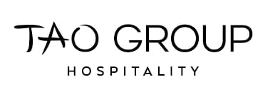 TAO Group Hospitality logo with text in black on white background