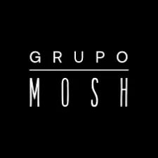Grupo Mosh logo with white text on black background, stacked lettering design