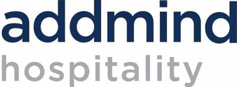 Addmind Hospitality logo with dark blue and gray text