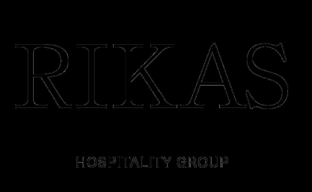 RIKAS logo with text High-quality grain on black background