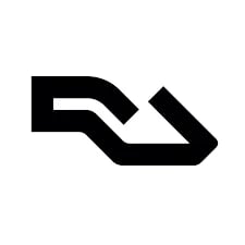 Black geometric arrow or shuffle icon pointing right with interlocking chevron design