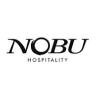 Nobu Hospitality logo featuring italicized text and hospitality subtitle