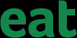 Green pixelated text spelling out eat